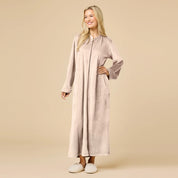 Serenity Shear Mink Zip 3/4 Sleeve Robe - Coco