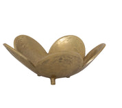 Cast Aluminum Footed Flower Shaped Bowl, Gold Finish