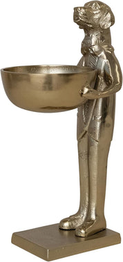 Cast Aluminum Labrador Holding Bowl, Gold Finish