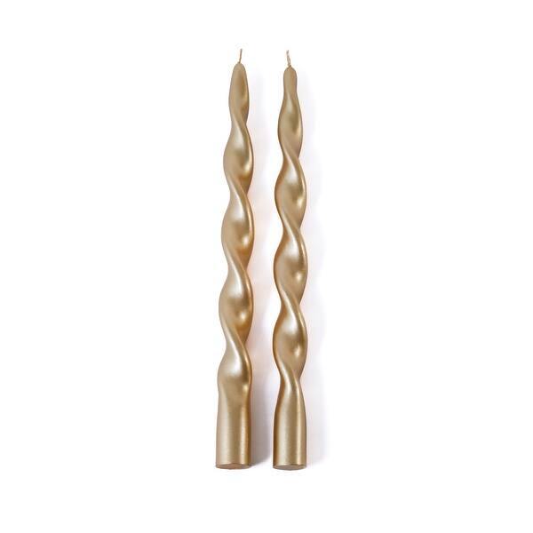 Lumière Twist Formal Taper Candles Set of 2- Gold