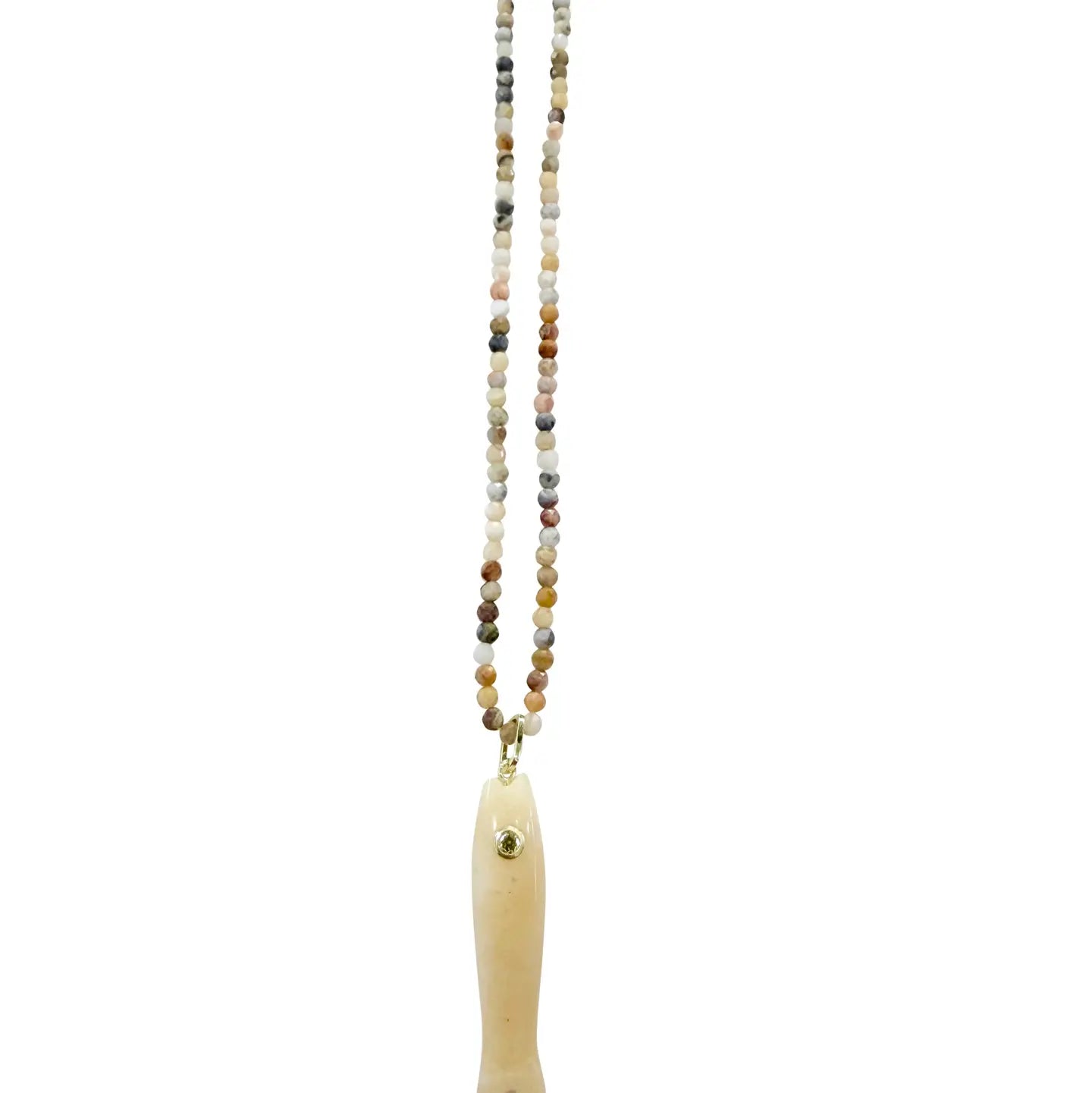 Seth Beaded Necklace with Fish Charm - Yellow