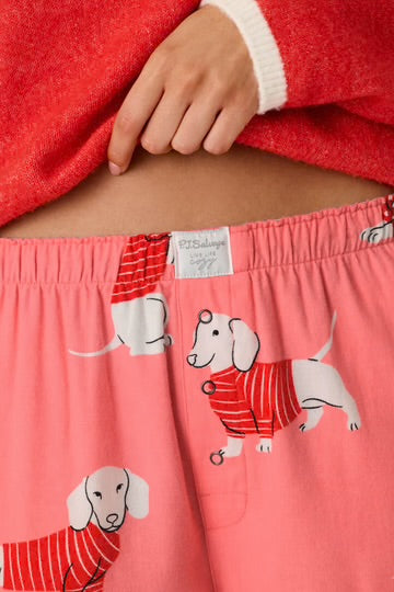 PJ Salvage- Dachshund Print Flannel Pajama Pants