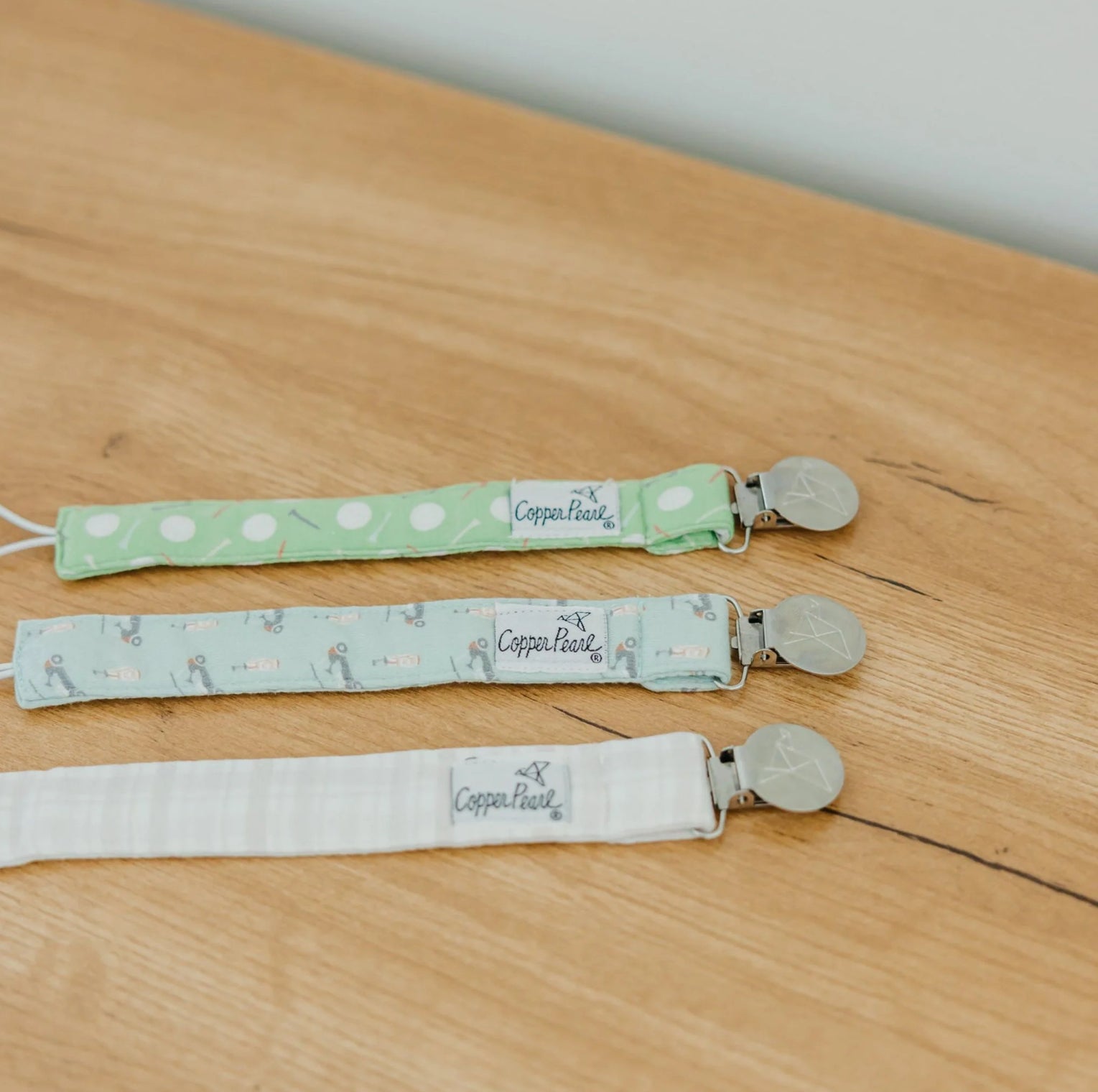 Knit Binky Clip 3 Pack- Bogey