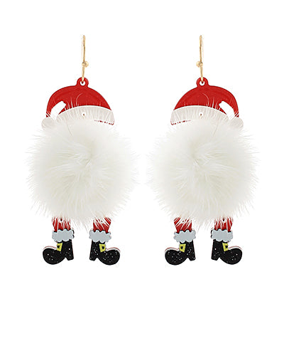 Christmas Santa Pom Pom Earring