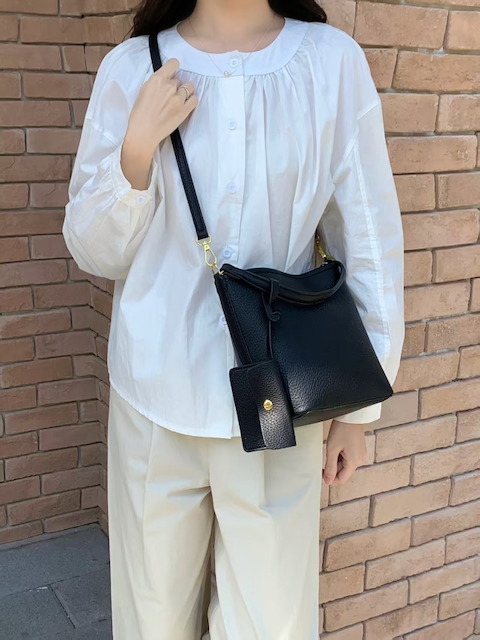 Small Faux Leather Hobo -Black