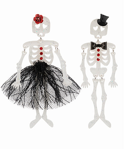 Skeleton Couple Acetate Drop Earrings