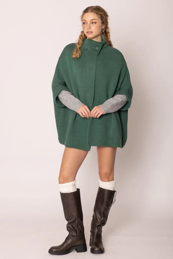 Button Neck Cardigan / Green