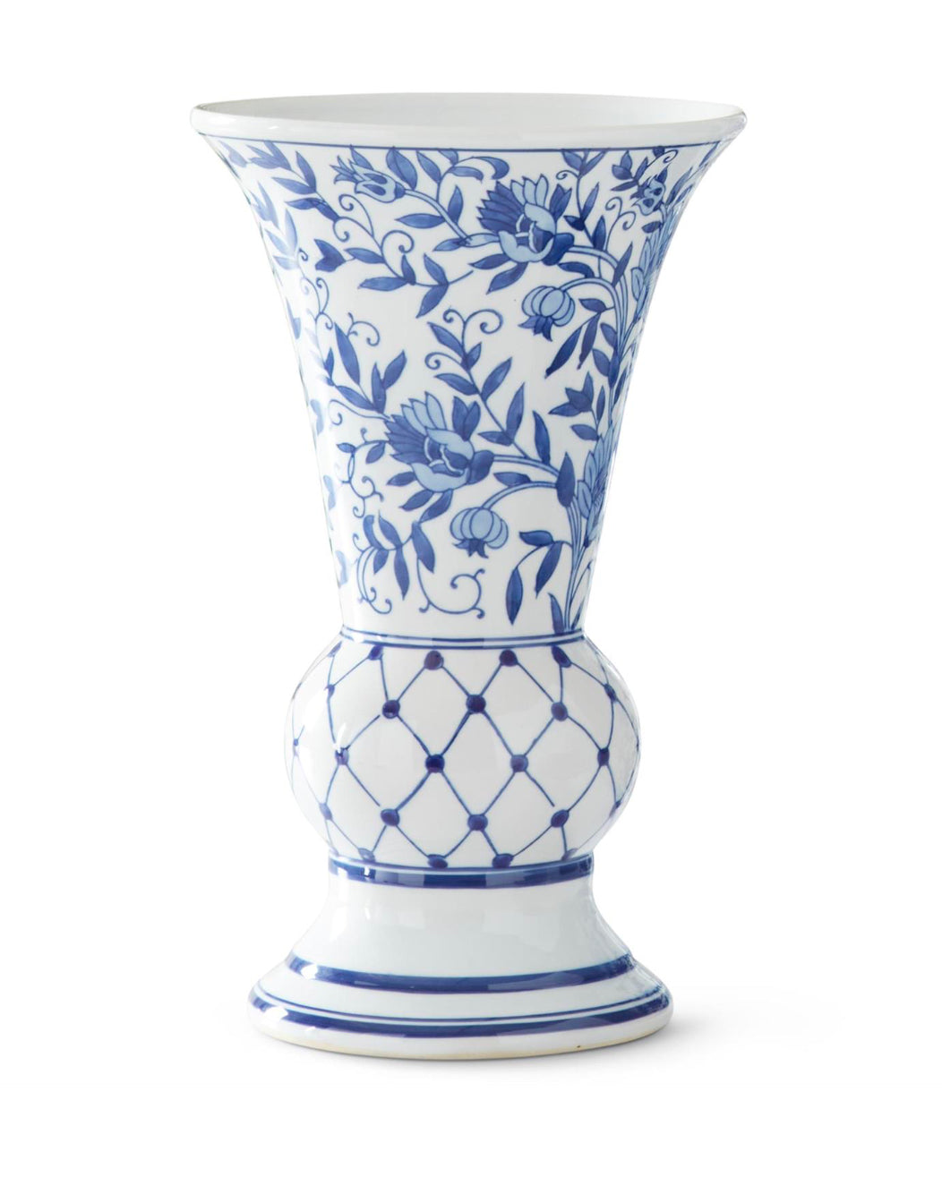 BLUE & WHITE FLUTED CHINOISERIE VASE