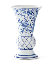 BLUE & WHITE FLUTED CHINOISERIE VASE