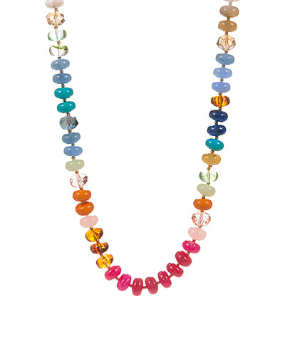 Mix Shaped Glass Stone Bead Necklace- Multi