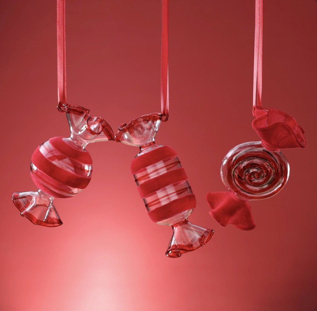 Wrapped Candy Glass Ornaments 3 Styles