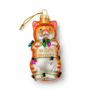 NAUGHTY OBVIOUSLY - TANGLED TABBY CAT GLASS ORNAMENT