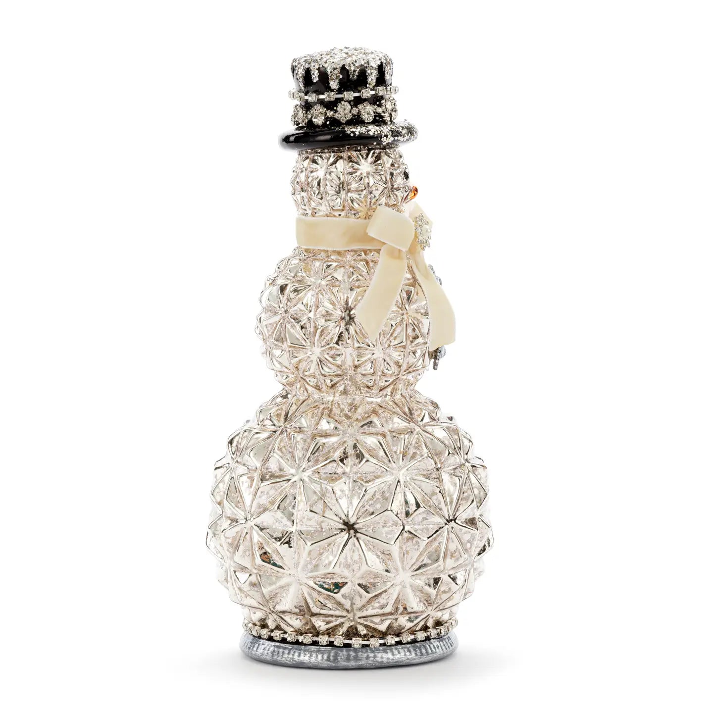 Mercury Glass Sparkle Lit Snowman Figure
