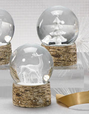 Snow Globe On Birch With Reindeer