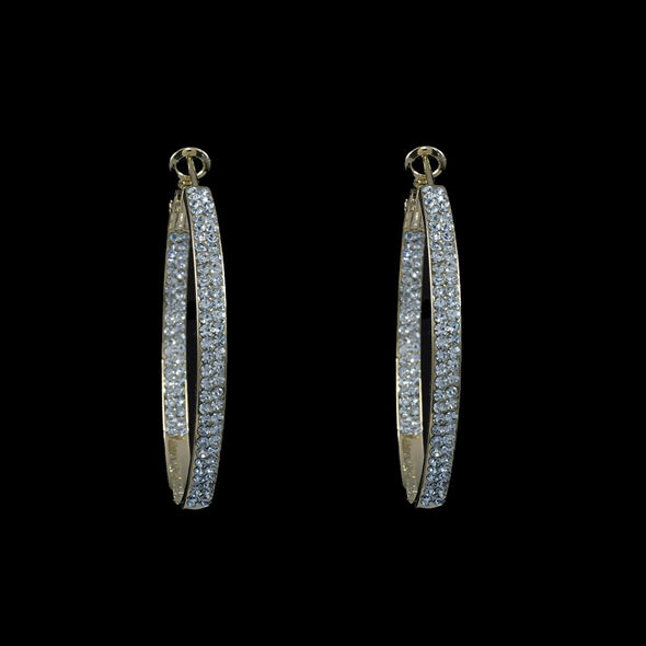 Gold Inside Out Medium Hoop With Pave