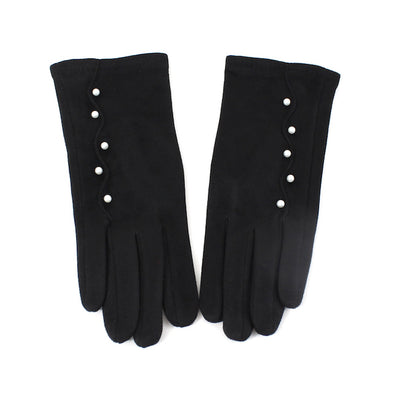 Gloves With Pearls - Black