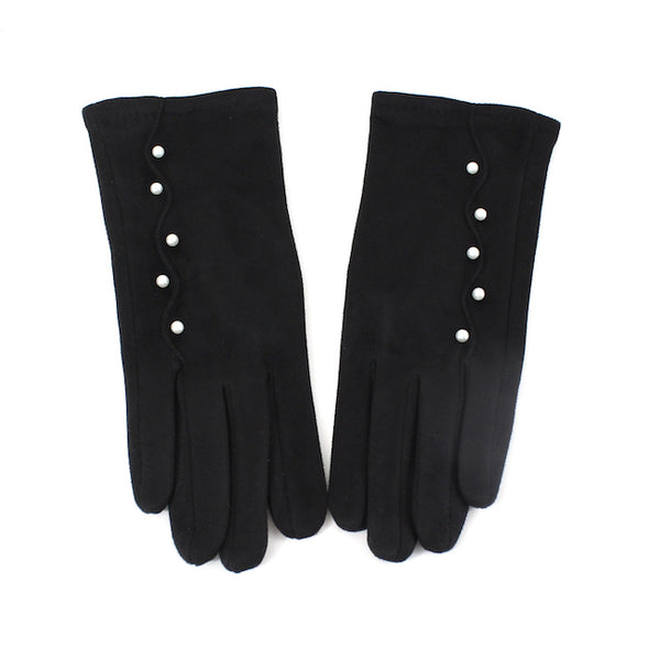 Gloves With Pearls - Black