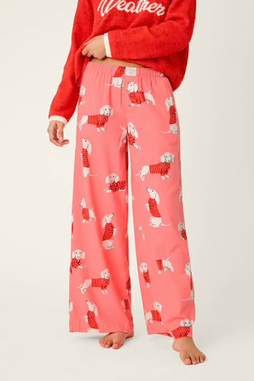PJ Salvage- Dachshund Print Flannel Pajama Pants
