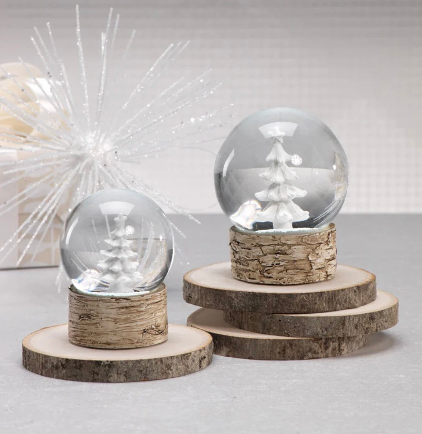 Snow Globe On Birch With Tree Large