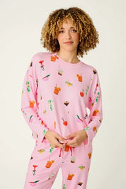 PJ Salvage Long Sleeve Top - First Chair, Last Call Cocktail Print