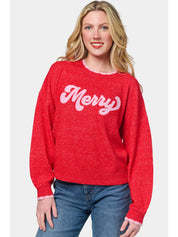“Merry” Scallop Trim Relaxed Sweater