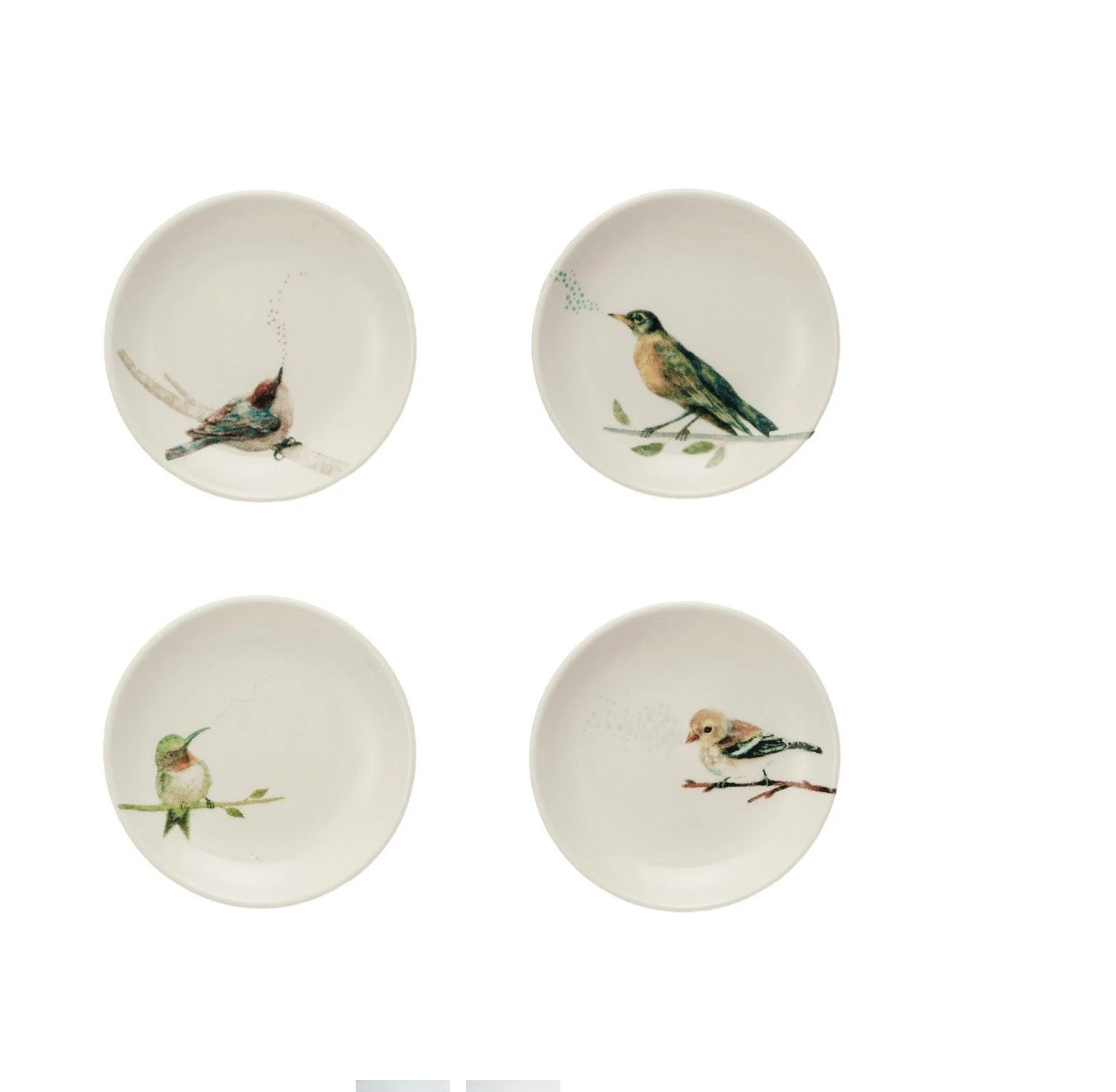 Stoneware Dish w/ Bird on Branch, 4 Styles