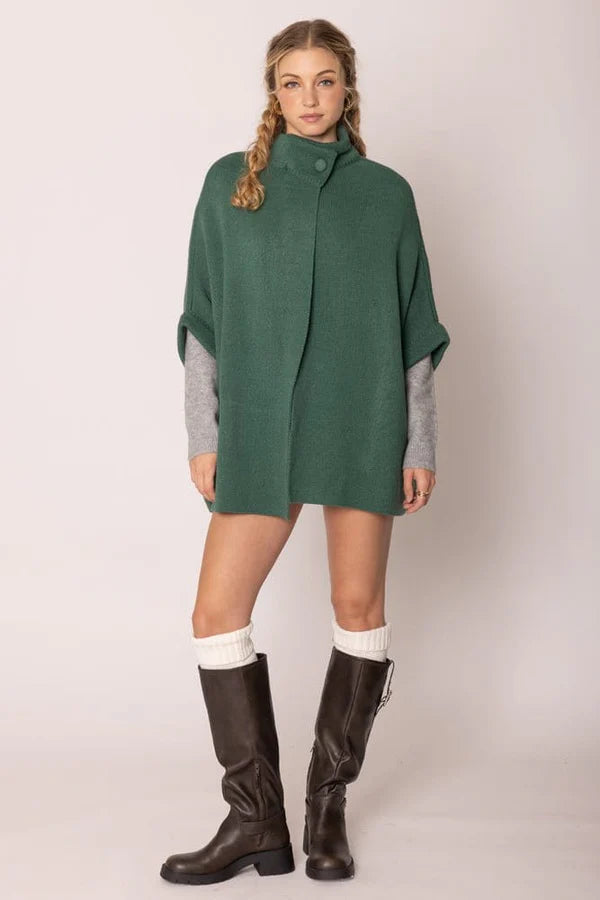 Button Neck Cardigan / Green