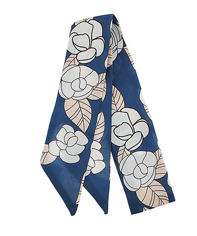 Flower & Leaf Print Twilly Scarf