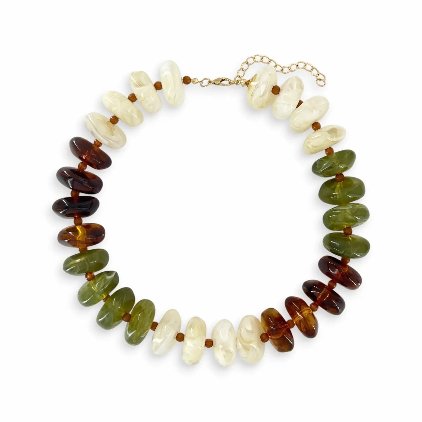Multicolor Mix Chunky Beaded Necklace - White Multi