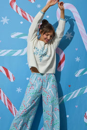 PJ Salvage- The Sweetest Season Candy Cane Print Flannel Pajama Pants
