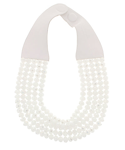 Faceted Cut Glass Bead Layered Necklace-White