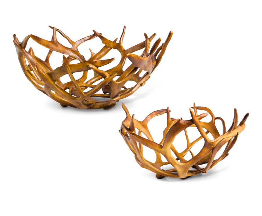 Brown Resin Antler Bowls - Assorted Sizes