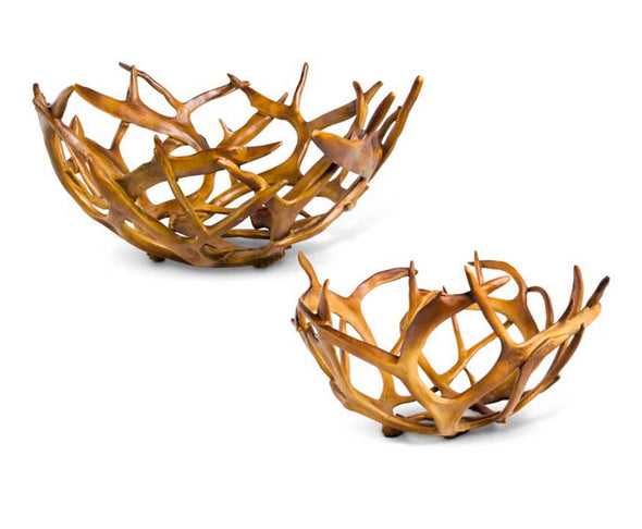 Brown Resin Antler Bowls - Assorted Sizes
