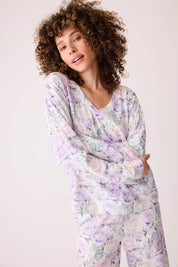 PJ Salvage Violet Rose Floral Waffle Thermal Long Sleeve