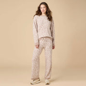 Marshmallow Crew Neck Lounge Set- Leopard Print