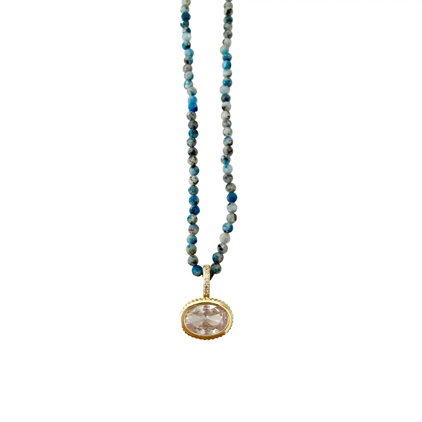Bella Beaded Necklace with Charm - Teal
