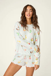 PJ Salvage It's Five O'clock Somewhere Cocktail Print - Long Sleeve Top