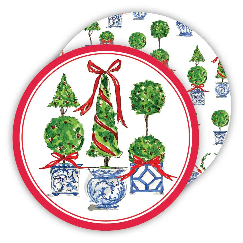Coaster Set of 20- Holiday Topiary Trio