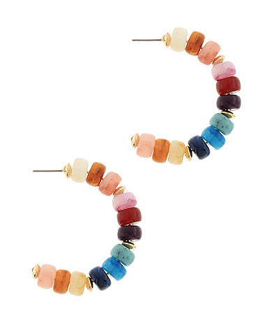Marble Beaded Hoops - Dark