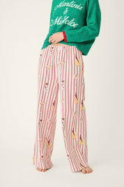 PJ Salvage- Martinis & Mistletoe Cocktail Print Flannel Pajama Pants