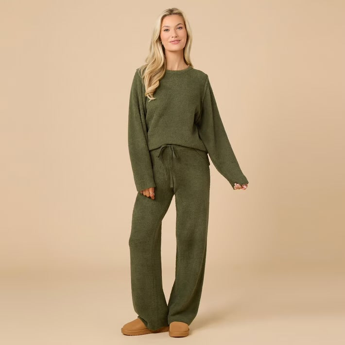 Reverse Seam Marshmallow Lounge Set- Olive