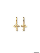 Ada Cross Drop Huggie- Pearl
