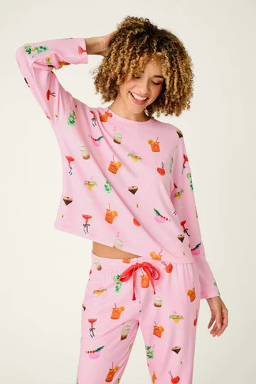 PJ Salvage Long Sleeve Top - First Chair, Last Call Cocktail Print