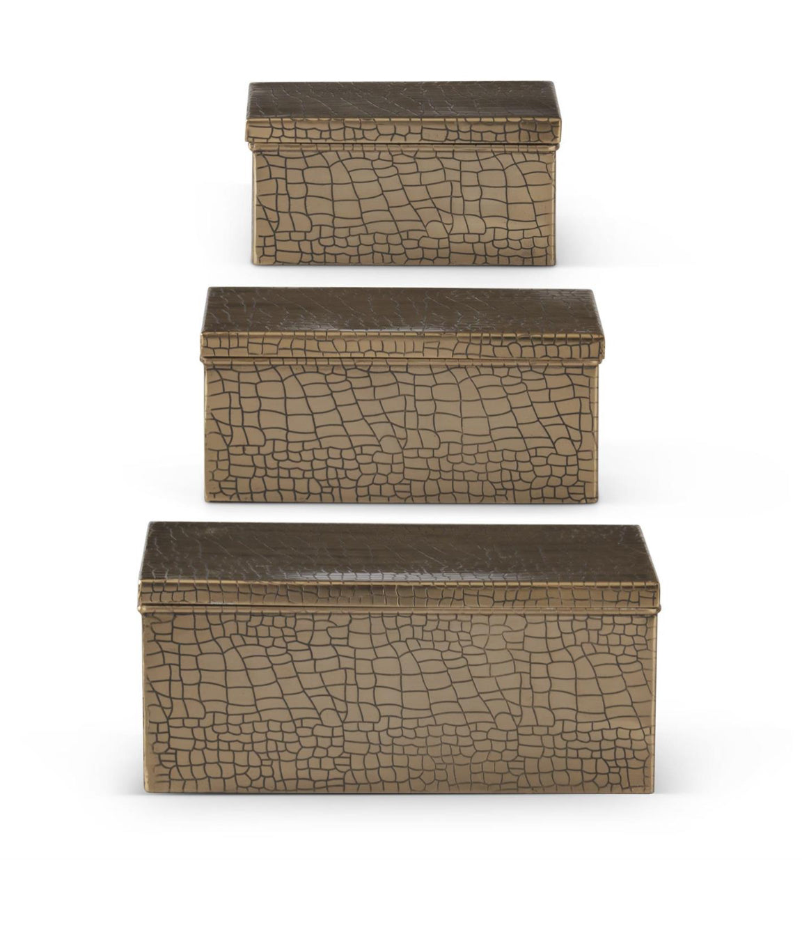 Metal Alligator Skin Embossed Lidded Boxes