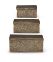 Metal Alligator Skin Embossed Lidded Boxes