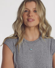 She's a Boss Pendant Silver Necklace - Blue Opal