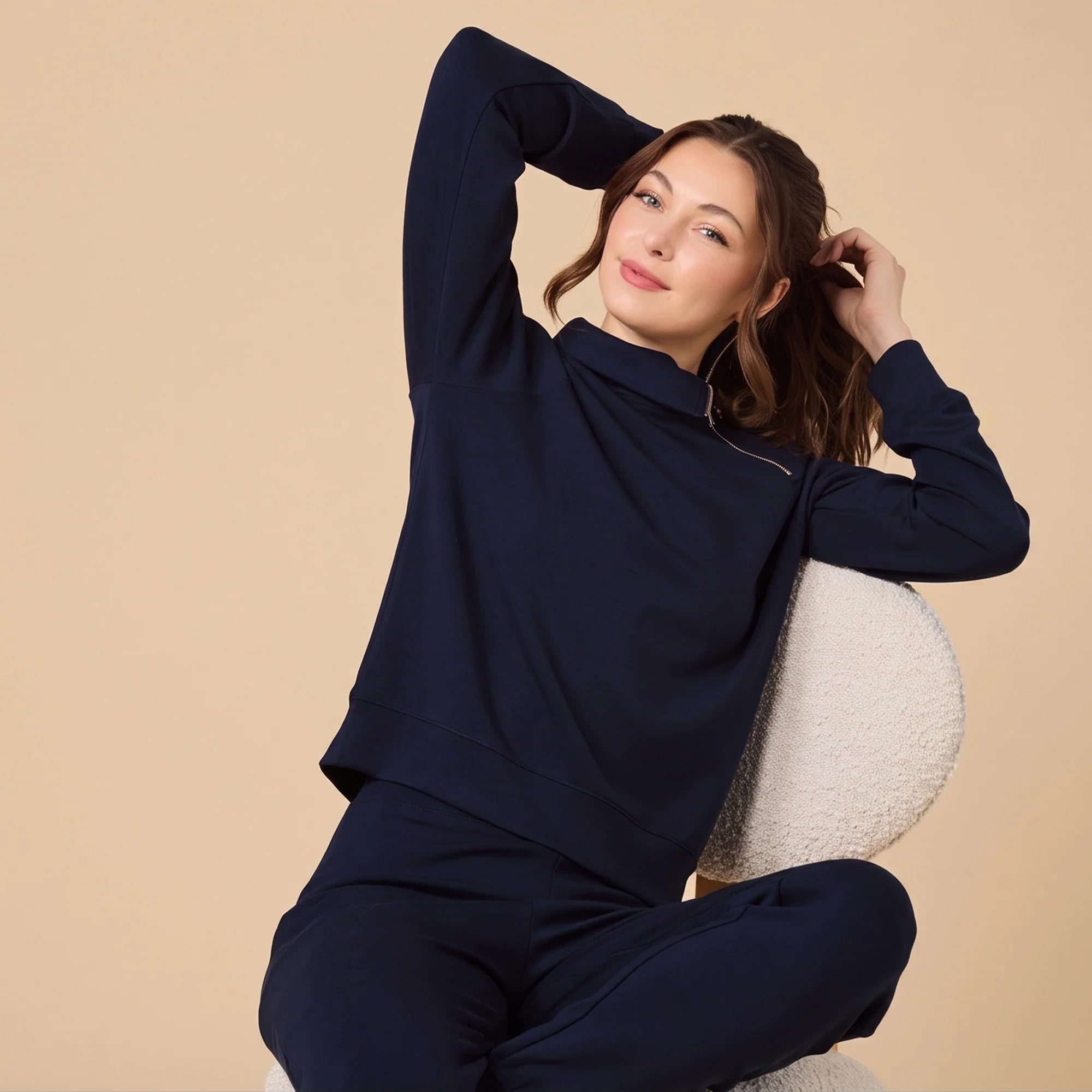 DreamTech Zip Mock Neck with Pant - Midnight