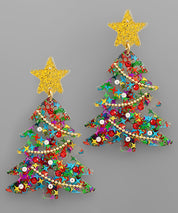 Decorated Christmas Tree Earrings