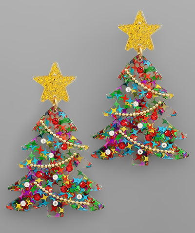 Decorated Christmas Tree Earrings