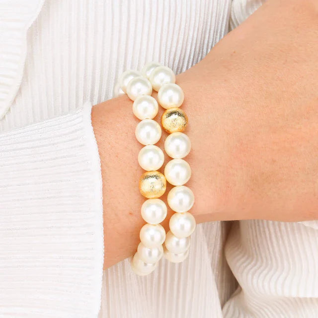 Budha Girl - White Pearl Beaded Bracelet